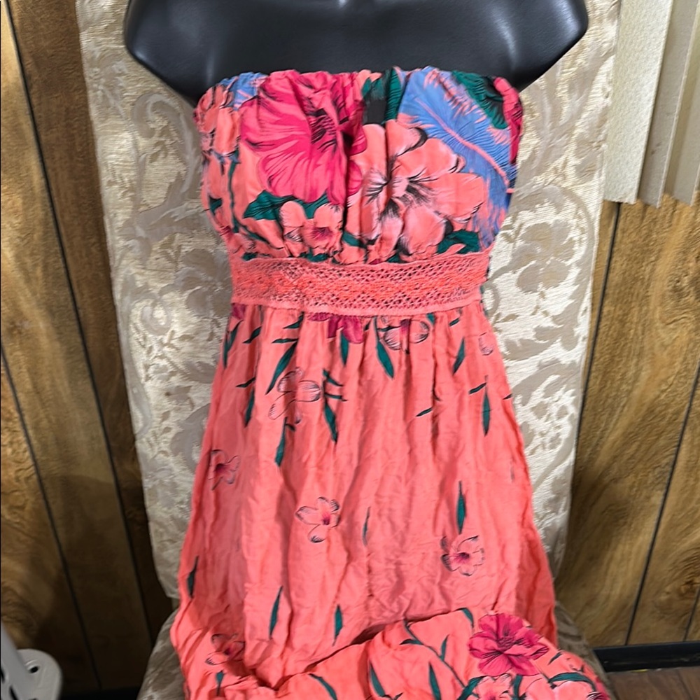 Floral Strapless Maxi Dress - Pink